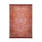 Alkmaar Turuncu Çerçeveli Modern Geometrik Etnik Desenli Boho Makinada Yıkanabilir Hav Toz Vermez Leke Tutmaz Kaymaz Taban Dijital Makine Baskı Halı Oturma Odası Salon Yolluk Koridor Mutfak Halısı