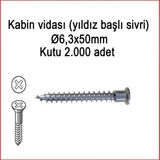 Alkur Metal Galvaniz Kabin vidası (yıldız başlı sivri) 06,3x50mm 1000 Adet Kargo bedava