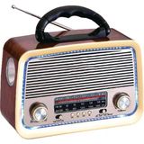 All Avcill 301 Şarjlı Nostaljik Görünümlü Fenerli Radyo Bluetoothlu Mp3 Çalar Radyo Müzik Kutusu - Koyu Kahverengi