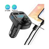 All Avcill C1 Type-C Bluetooth Araç Kiti FM Transmitter USB Mp3 SD Kart Çakmaklık Girişli Oto Müzik Çalar - Siyah