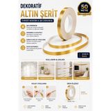 ALL FAST 1 CM x 50 Metre Gold Fayans Arası Şerit Bant | Dekoratif Yapışkanlı Metalik Folyo Derz Bandı