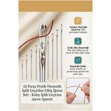 ALL FAST 12 Parça Pratik Otomatik İplik Geçirilen Dikiş İğnesi Seti - Kolay İplik Geçirme Aparatı