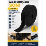 ALL FAST 3 Metre Kesilebilir Kablo Düzenleyici Cırt Bant | Yeniden Kullanılabilir Kablo Toparlayıcı | Bilgisayar TV Ofis Masa Kablo Düzenleme