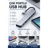 ALL FAST 8 in 1 Type-C Hub USB HDMI Çoklayıcı Dönüştürücü MacBook Notebook ve Type-C Uyumlu Bağlantı Adaptörü