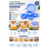 ALL FAST Esnek Silikon Gıda Saklama Kapağı Seti 6 Parça | Hava Aldırmayan Streç Kapak | Tencere, Tabak, Kase, Kavanoz ve Meyve Koruyucu