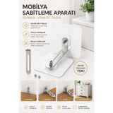 ALL FAST Mobilya Sabitleme Aparatı Kendinden Yapışkanlı | Devrilme Önleyici Emniyet Kemeri | Dolap Kitaplık TV Ünitesi Duvar Sabitleyici 1 Adet