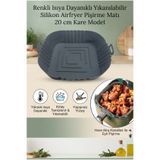 ALL FAST Renkli Isıya Dayanıklı Yıkanılabilir Silikon Airfryer Pişirme Matı 20 cm Kare Model