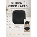 ALL FAST Siyah Kare Silikon Evye Gider Süzgeç Matı Koku ve Haşere Geçişini Azaltmaya Yardımcı Lavabo Süzgeci
