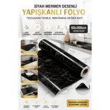 ALL FAST Siyah Mermer Desenli Yapışkanlı Tezgah Kaplama Folyosu 60x300 cm | Suya Dayanıklı Kendinden Yapışkanlı Mutfak Banyo Dolap Masa Kaplama