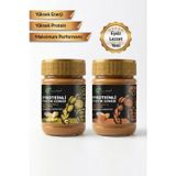 All Green 2'Li Paket Proteinli Fıstık Ezmesi (Karamel Ve Muz) | Fıstık Proteini, Maca Kökü Tozu İle | 325 Gr X 2