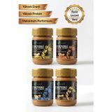 All Green 4'Lü Paket: Proteinli Fıstık Ezmesi (Karamel, Muz, Vanilya, Kakao) | Fıstık Proteini, Maca Kökü Tozu İle | 325 Gr X 4