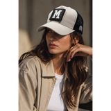 all hats Harf Patch Detaylı Fileli Bej Siyah Şapka | Günlük Kullanıma Uygun Spor Şapka