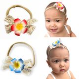 All Things Lani 2 Paket El Yapımı Hawaii Plumeria Çiçek Saç Bandı Bebekler Kız Bebekler için (Denizci + Yakut)