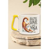 "all You Need Is Love And Yoga" Aşk Yoga Arkadaşa Doğum Günü Hediye Sarı Kulplu Kupa Bardak