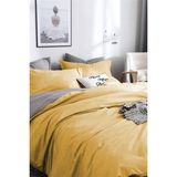 Alla Turca Çift Kişilik Ranforce Çift Taraflı Nevresim Takımı - Lastikli Çarşaflı - 160 x 200 cm - Sarı
