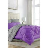 Alla Turca Cift Tarafli Lux Silikon Yorgan - Cift Kisilik Ozel Cantali Mor-Grı