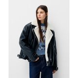 Allbucks Bershka, Içi Suni Yünlü Biker Ceket Mont ABBRS3781 - Siyah