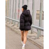 Allbucks Bershka, Kemerli 3/4 Midi Şişme Mont Kaban ABBRS3777 - Siyah