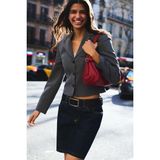 Allbucks Bershka, Kısa Çizgili Blazer Ceket ABBRS00024 - Gri