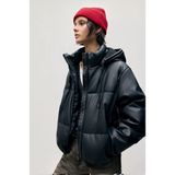 Allbucks Pull&bear Suni Deri Şişme Mont ABPNB3767 - Siyah