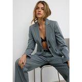 Allbucks Stradivarious, Çizgili Kısa Blazer Ceket ABSTR00004 - Gri