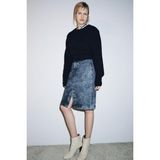 Allbucks Zara, Zw Collection Önden Yırtmaçlı Midi Denim Etek ABZRA00091 - Mavi