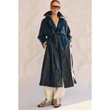 Allbucks Zara, Zw Collection Suni Deri Oversize Trençkot Kaban ABZRA00037 - Lacivert - M