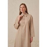 ALLDAY Bej-Düğme Detaylı Poplin Tunik
