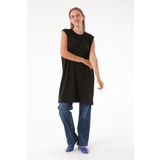 Allday BOX16003AL9 Siyah Büyük Beden Kolsuz Basic T-shirt Tunik