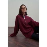Allday W94038A0 Kadın Yarım Fermuarlı Triko Kazak - Bordo