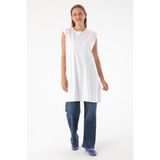 ALLDAY Yaka Biyeli Kolsuz T-Shirt Tunik - 48 - Beyaz