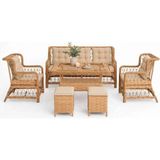 Alle Garden Elegance Rattan Bahçe Mobilyası Kapuçino 7 Kişilik 3+1+1+2 Puf – Açık Örgü Rattan Balkon Bahçe Teras Takımı, Masalı Oturma Grubu, Galvaniz İskelet - Cappucino - Bej