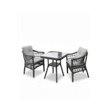 Alle Garden Mini Kahve Seti 2 KİŞİLİK 1+1 Masa AÇIK Örgü Rattan Balkon Takımı Masalı Bahçe Teras Veranda Oturma Grubu