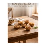 ALLEGRI 6'Lı Mini Bambu Sosluk Lokumluk Bambu Sosluk 6,5 CM Çap - 3 CM Derinlik
