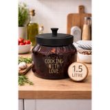 ALLEGRI Amber Renk Cam Kavanoz Bakliyat Çay Baharat Düzenleme Kavanozu Vakumlu Metal Kapak 1500 ML