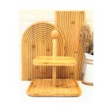 ALLEGRI Bambu Kare 2 Katlı Sunumluk Kurabiyelik Şekerlik Peynirlik 20x25 cm