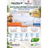 Allerworx Anti Alerjik Anti Akar Çift Kişilik Tam Koruma Seti 140x200x30 cm Yastık Yatak Yorgan Kılıflı %100 Pamuk Ömür Boyu Garantili - Beyaz - 140 x 200 cm