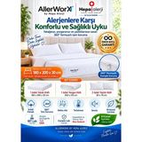 Allerworx Anti Alerjik Anti Akar King Size Çift Kişilik Tam Koruma Seti 180x200x30 cm Yatak Yastık Yorgan Kılıflı %100 Pamuk Ömür Boyu Garantili - Beyaz - 180 x 200 x 30 cm
