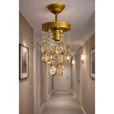 Allians 15 cm Kristal Taşlı Eskitme Gold Kasalı Şık Avize - Seçenek 1 - Altın