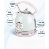 Allians 2200W 360° Döner Tabanlı Kablosuz Retro Su Isıtıcı Kettle - Ahşap - Ceviz