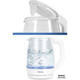 Allians 2200W Cam Kettle, Aşırı Isınma Emniyetli, Işıklı, 1.7 Lt, Şık ve Güvenilir - Ahşap - Beyaz