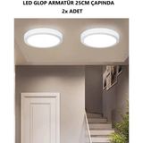 Allians 2'li LED Glop Armatür Seti, Ev, Banyo, Koridor ve Oda Aydınlatması - Seçenek 1 - Ahşap - Beyaz