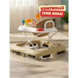 Allians 3 Kademeli Kontrollü Bebek Yürüteç, Oyuncaklı, Güvenli ve Ergonomik - Ahşap - Ceviz