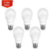 Allians 8,5W E27 Beyaz LED Ampul 5'li Set, Enerji Tasarruflu ve Parlak Işık - Seçenek 1 - Ahşap