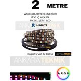 Allians Adreslenebilir Magic LED 5V WS2812B IP30, 2m, 60 Chip Renkli Işık Şeridi - Ahşap - Ceviz
