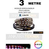 Allians Adreslenebilir Magic LED 5V WS2812B IP30, 3 Metre, 60 Chipli Renkli Işık Şeridi - Ahşap - Ceviz