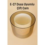 Allians Aydınlatma Çiftli Cam Bal ve Beyaz Avize Camı, Orijinal Cam, Tek Parça - Seçenek 1 - Ahşap - Ceviz