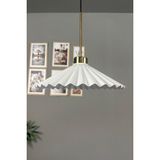 Allians Beyaz Metal Sarkıt Avize, Modern ve Rustik Tasarım, 33 cm Çap - Seçenek 1 - Ahşap - Beyaz