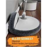 Allians Çift Fonksiyonlu Temizlik Mop Seti, Paspas Kenarlık Silebilen, Hediye Bezli - Altın - Gri - Seçenek 1