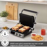 Allians Çift Işlevli Premium 2000W Izgara ve Tost Makinesi, Dijital Ekran - Amber